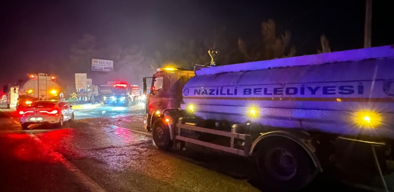 Nazilli Belediyesi ekipleri gece boyunca sahaya destek oldular!