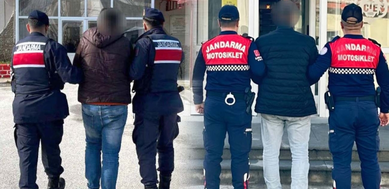 10 yıl hapis cezası ile aranan şahıslar, jandarmadan kaçamadı!