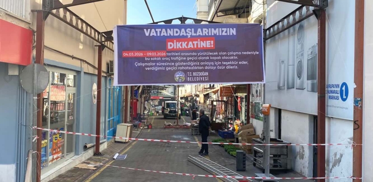 Bozdoğan’da, Simit Pazarı Sokağı geçici olarak trafiğe kapatıldı